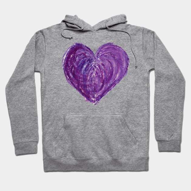Purple Heart Drawn With Oil Pastels Hoodie by CrysOdenkirk
